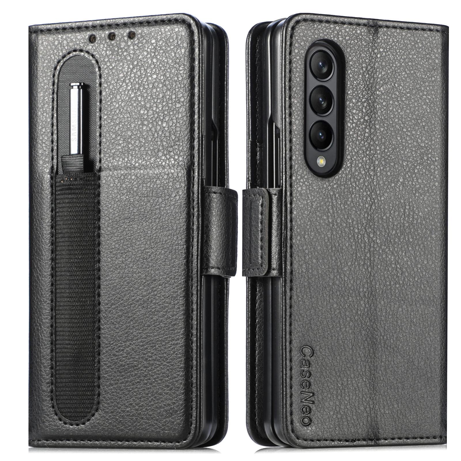 V562-A109665300ADE-202505291241-00 For Samsung Galaxy Z Fold4 5G Litchi Pattern Case With Pen And Card Slots - 4 - Black - Image 1