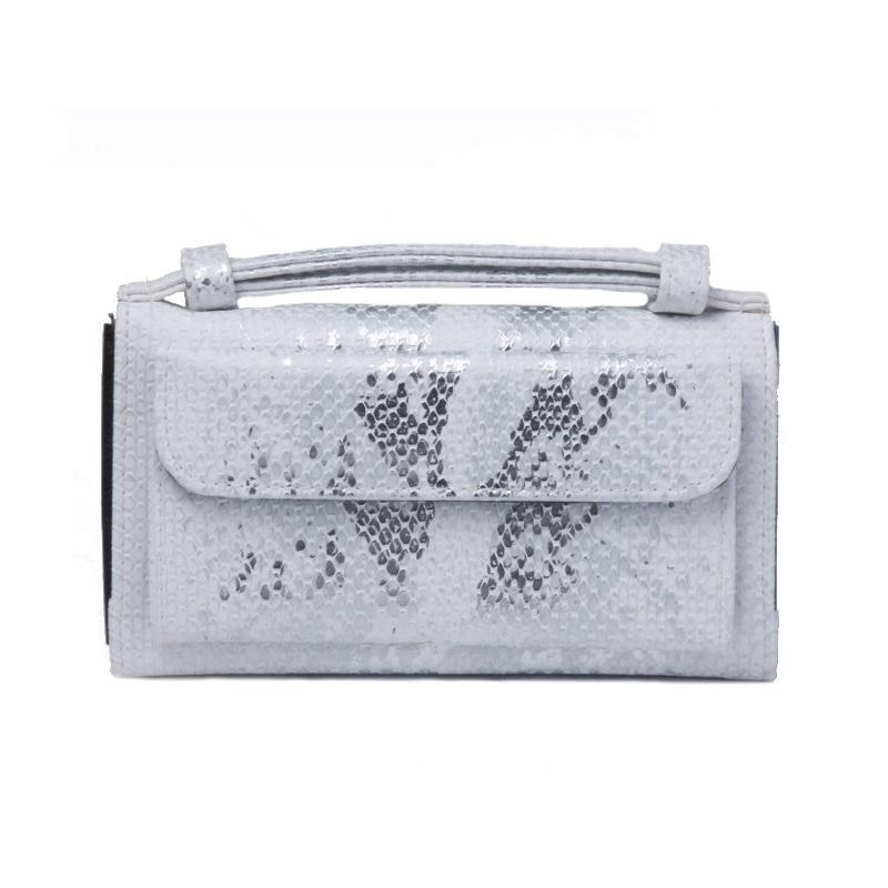 V562-A1098022750DBT-202504021917-00 Sequin Snake Print Wrist Bag - Multifunctional Chain Wallet - Silver - Image 1