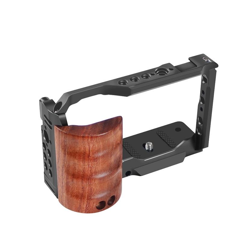V562-A1098332060DBT-202503062215-00 Wooden Handle Alloy Rabbit Cage For Sony Zv-E10 Camera - Black - Image 1