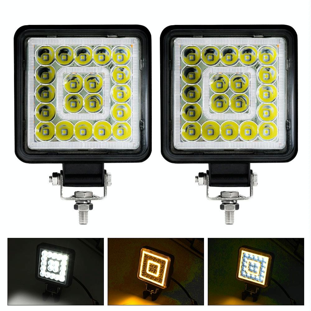 V562-A109946500ADE-202503052010-00 1 Pair 4 Inch Square Double Circle Angel Eye Work Light Black - Image 1