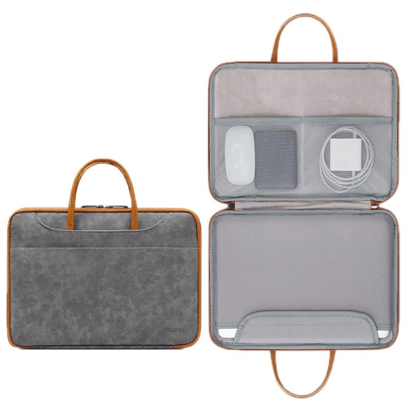 V562-A1099723060DBT-202504251722-00 Waterproof Leather Computer Bag - 13 / 13.3 Inches Fully Open & Portable - Gray Brown - Image 1