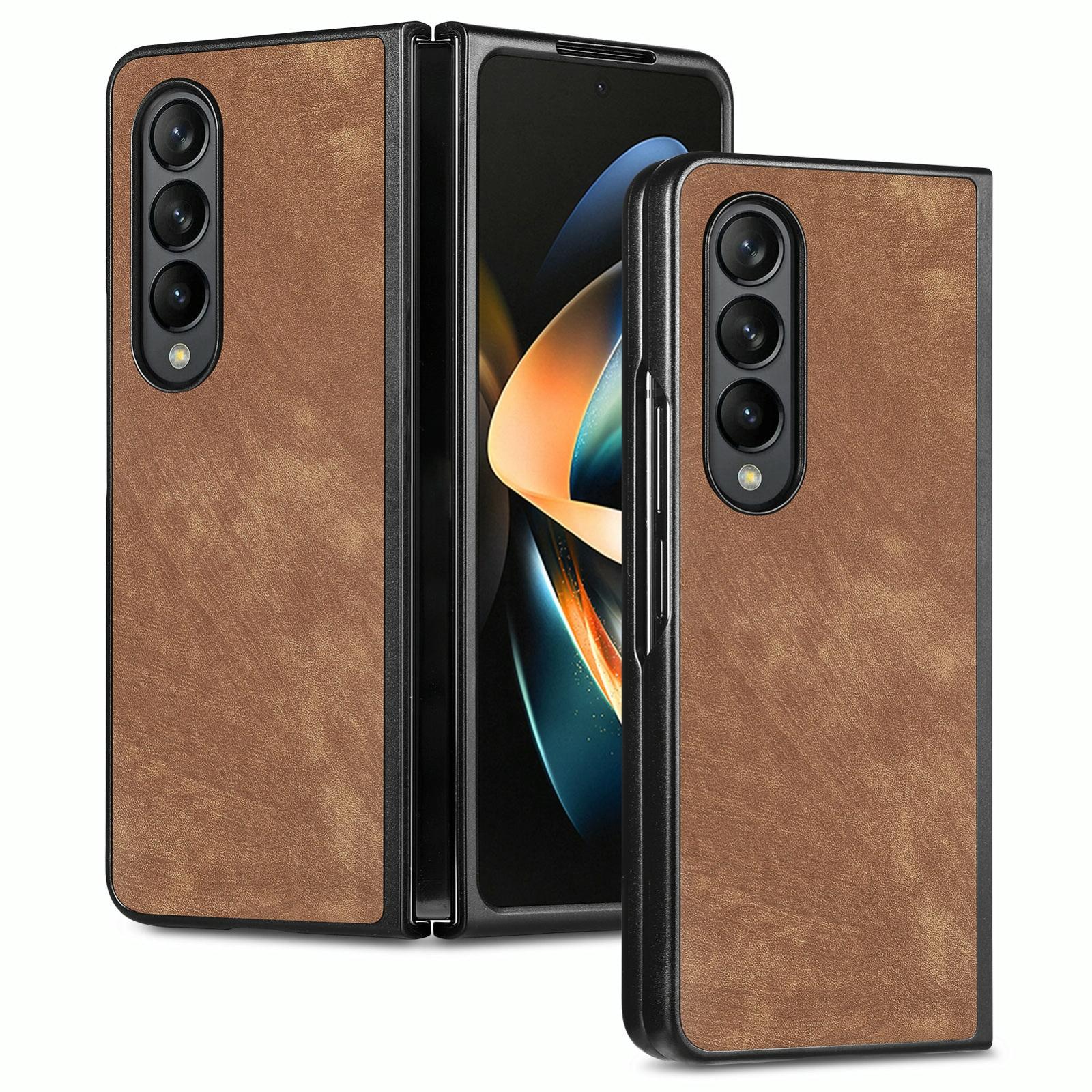 V562-A204738400ADE-202505291247-00 For Samsung Galaxy Z Fold4 5G Pu Back Cover - Solid Colour - Brown - Image 1