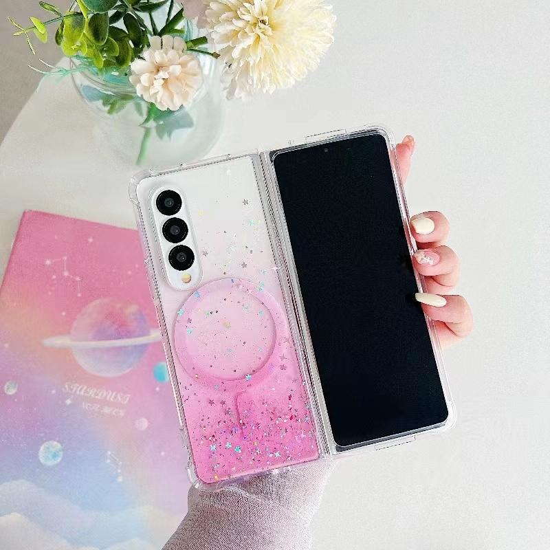 V562-A205192200AYS-202503211516-00 For Samsung Galaxy Z Fold4 5G Sparkle Tpu Case With Magsafe - Pink - Image 1