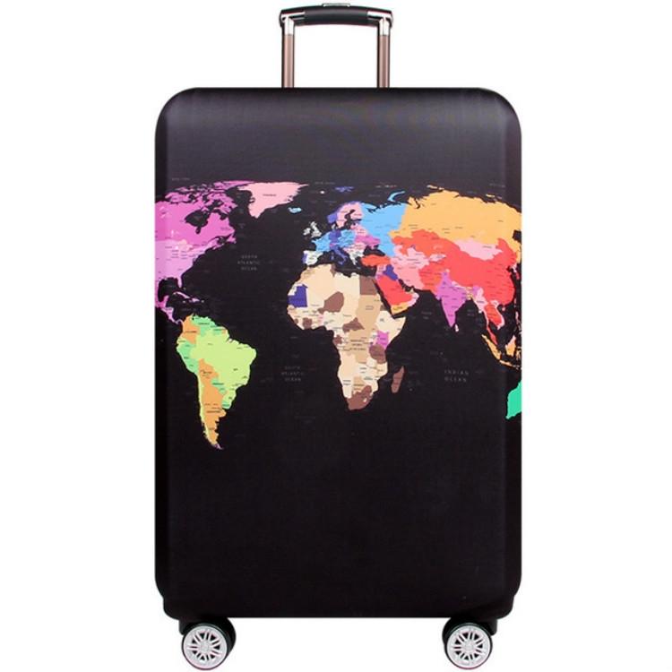 V562-A2071873240DBT-202502281641-00 Protective Elastic Suitcase Cover - Fits 22-24 Inch Luggage - Dustproof & Scratch-proof - World Map - Image 1