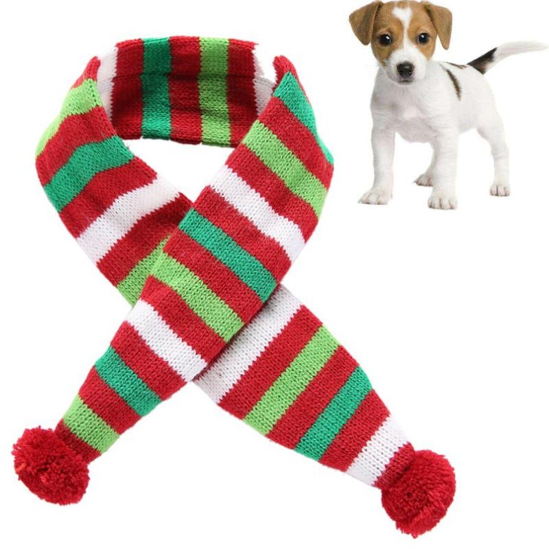 V562-A2088221450DBT-202503201716-00 Dog Scarf Christmas Pet Accessories Winter Warmth Pet Scarf - Size M Red And Green Stripes - Image 1