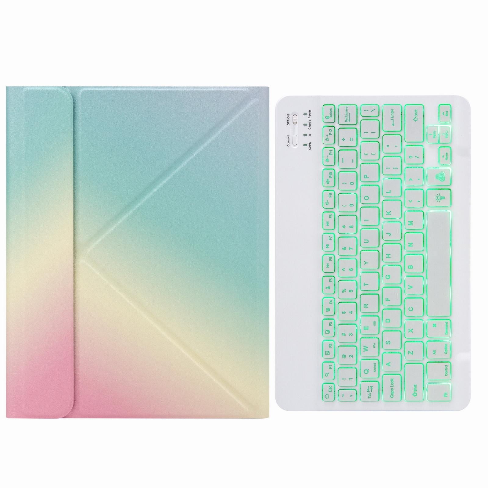 V562-A304064200ADE-202504292015-00 Bluetooth Keyboard Leather Case For Ipad Pro 11 With Three-Fold Holder & Backlight - Rainbow - Image 1
