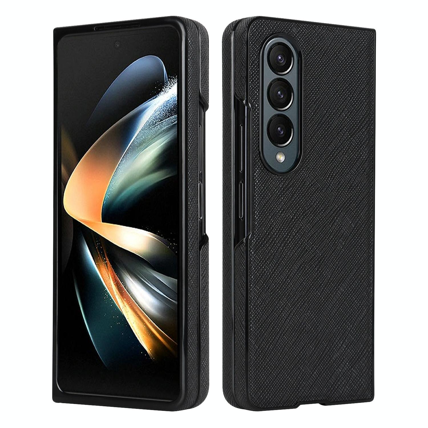 V562-A306672600ADE-202505061705-00 For Samsung Galaxy Z Fold4 5G Foldable Cross Pattern Phone Case - Compact Design - Black - Image 1