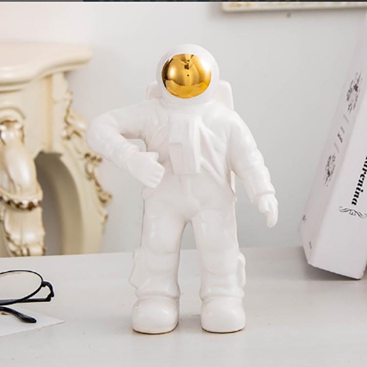 V562-A3092706310DBT-202503041610-00 Salute Astronaut Ceramic Vase - Tabletop Decor with Dried Flowers - White - Image 1
