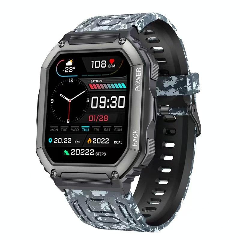 V562-A6380AC-202504251837-00 Waterproof Pedometer Sport Smart Watch Support Heart Rate / Blood Pressure Monitoring / Bt Calling - Camouflage Black - Image 1