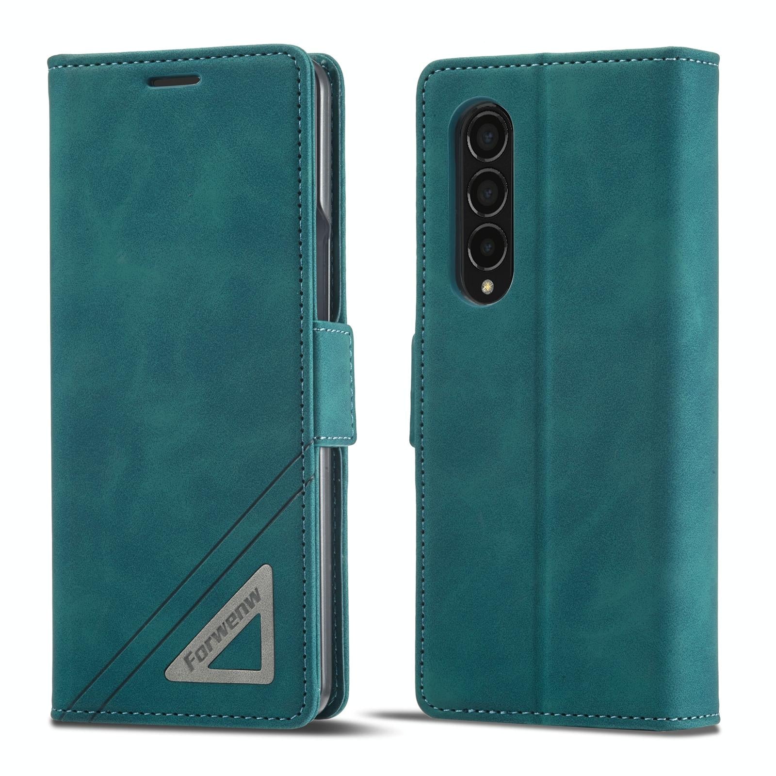 V562-B028495300ADE-202503211425-00 For Samsung Galaxy Z Fold4 5G Leather Dual Side Buckle Phone Cover - Dark Cyan - Image 1