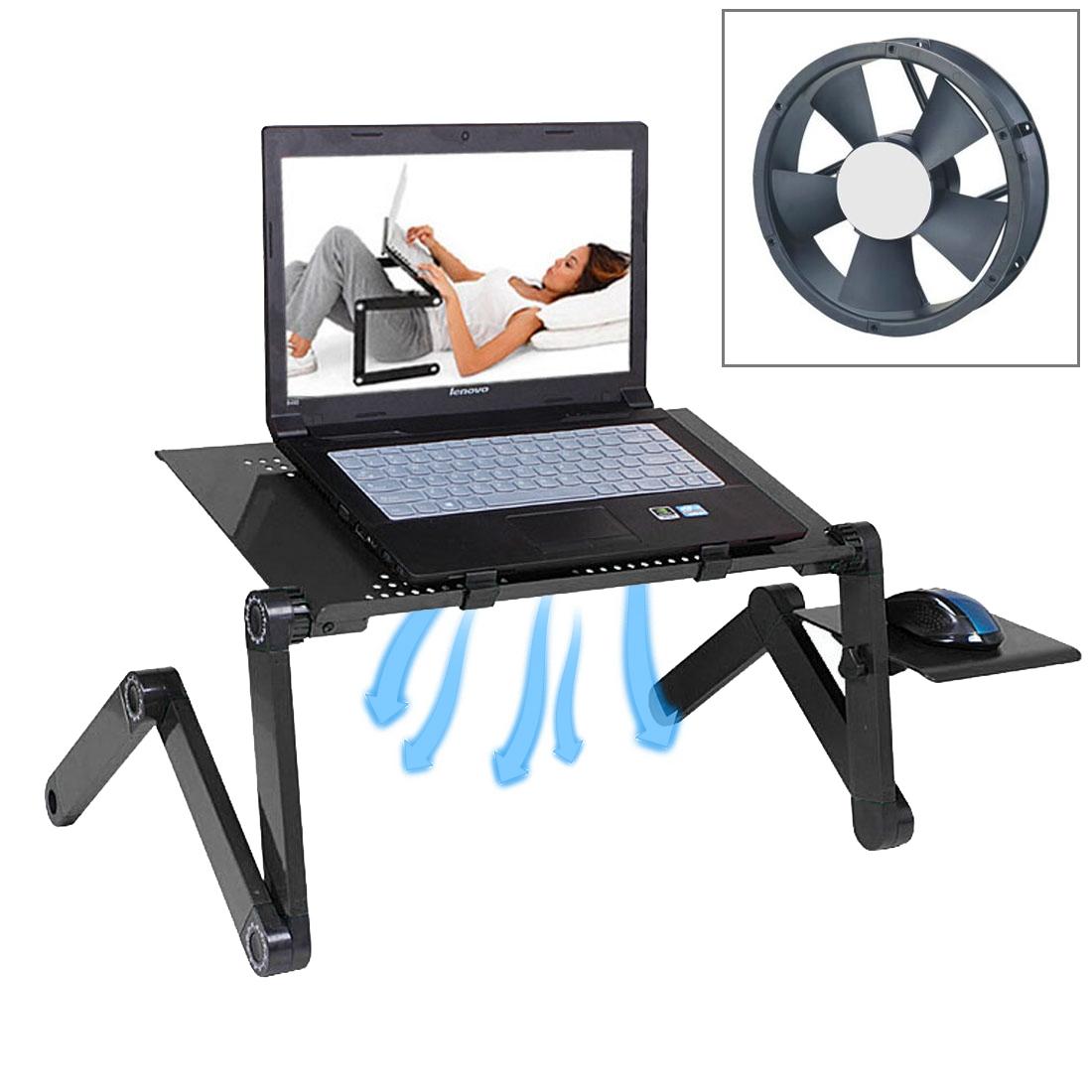 V562-B0423CP-202502271906-00 Adjustable Foldable Laptop Stand with Fans & Mouse Pad - Portable Aluminum Alloy - Black - Image 1
