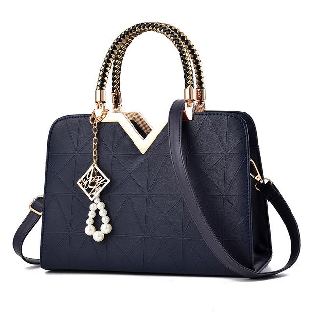 V562-B100319980DBT-202504251718-00 Women Zipper Shoulder Bag with Phone Pocket and Crossbody Strap - Dark Blue - Image 1