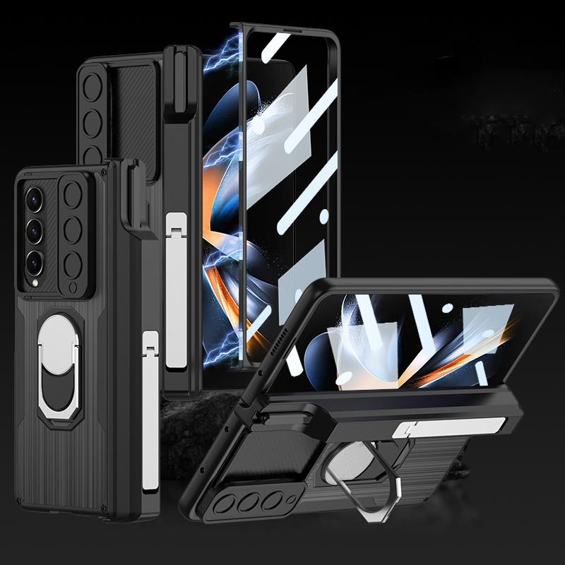 V562-B100453600ADE-202505291241-00 For Samsung Galaxy Z Fold4 5G Magnetic Armor Phone Case - Full Coverage - Brushed Texture - Image 1
