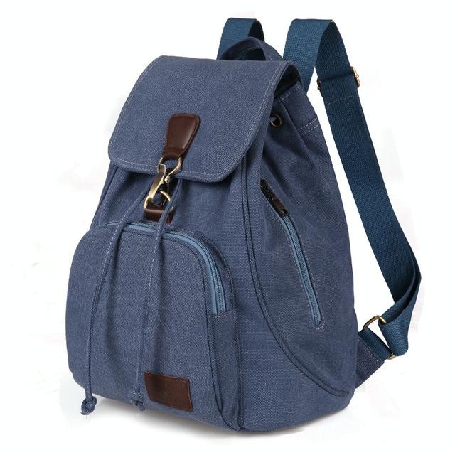 V562-B100543940DBT-202502282215-00 Women Canvas Laptop Backpack - Compact and Stylish - Blue - Image 1