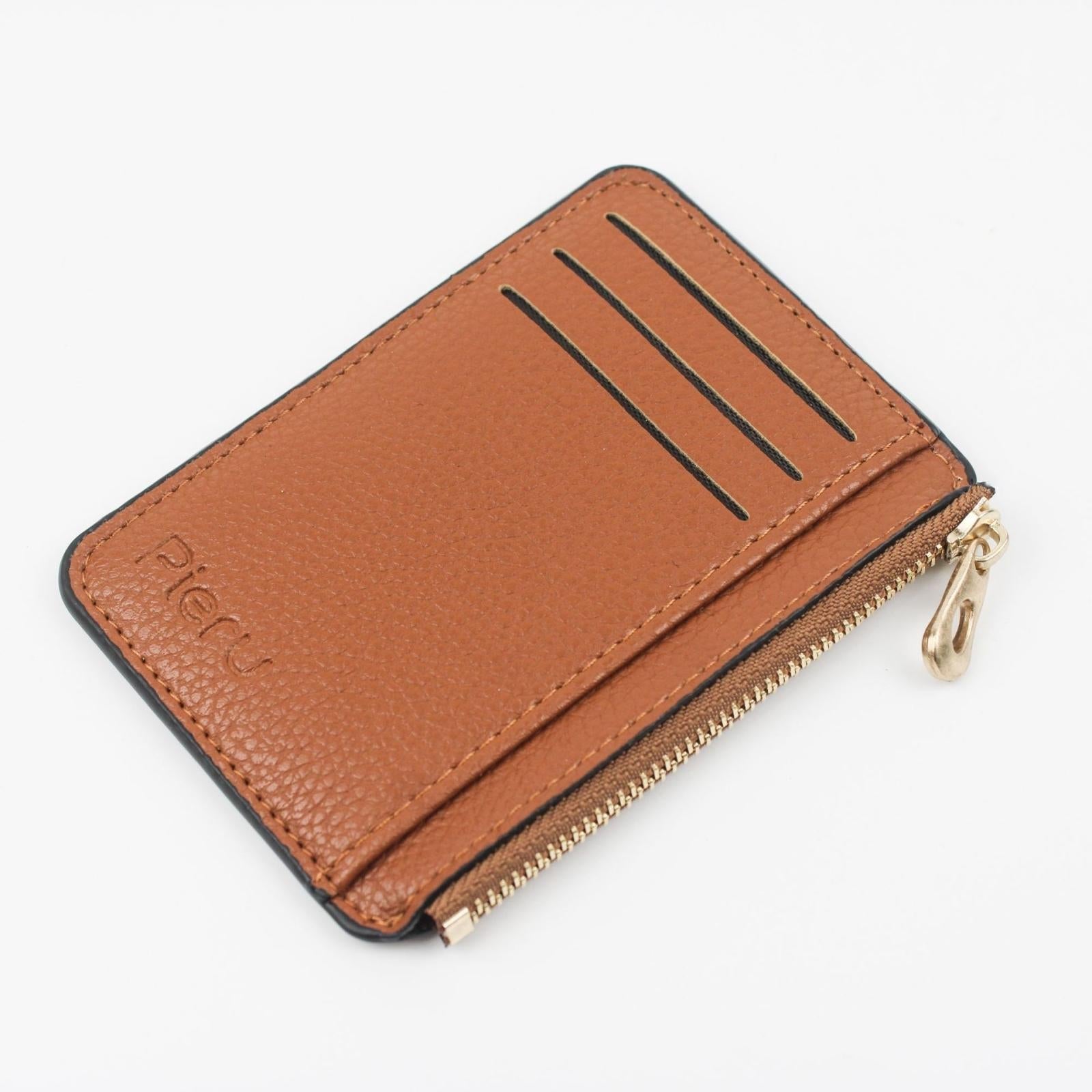 V562-B1013074060DBT-202503280305-00 Multi Slot Zipper Card Holder Large Capacity Ultra Thin Coin Purse - Coffee - Image 1