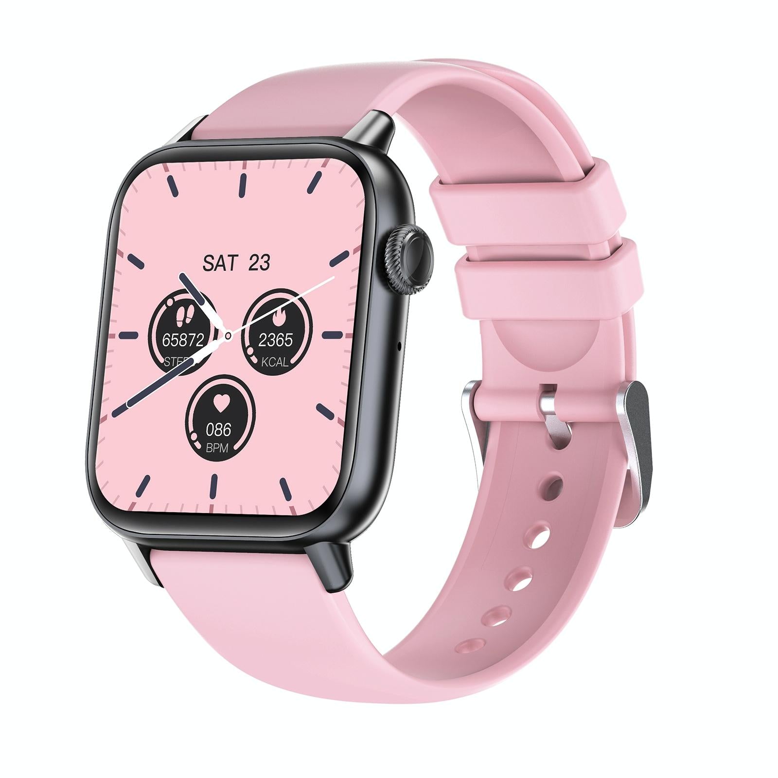 V562-B102742600ADE-202504252105-00 1.83 Inch Bt5.2 Smart Sport Watch Support Sleep / Heart Rate / Blood Oxygen / Temperature / Blood Pressure Health Monitor - Black + Pink - Image 1