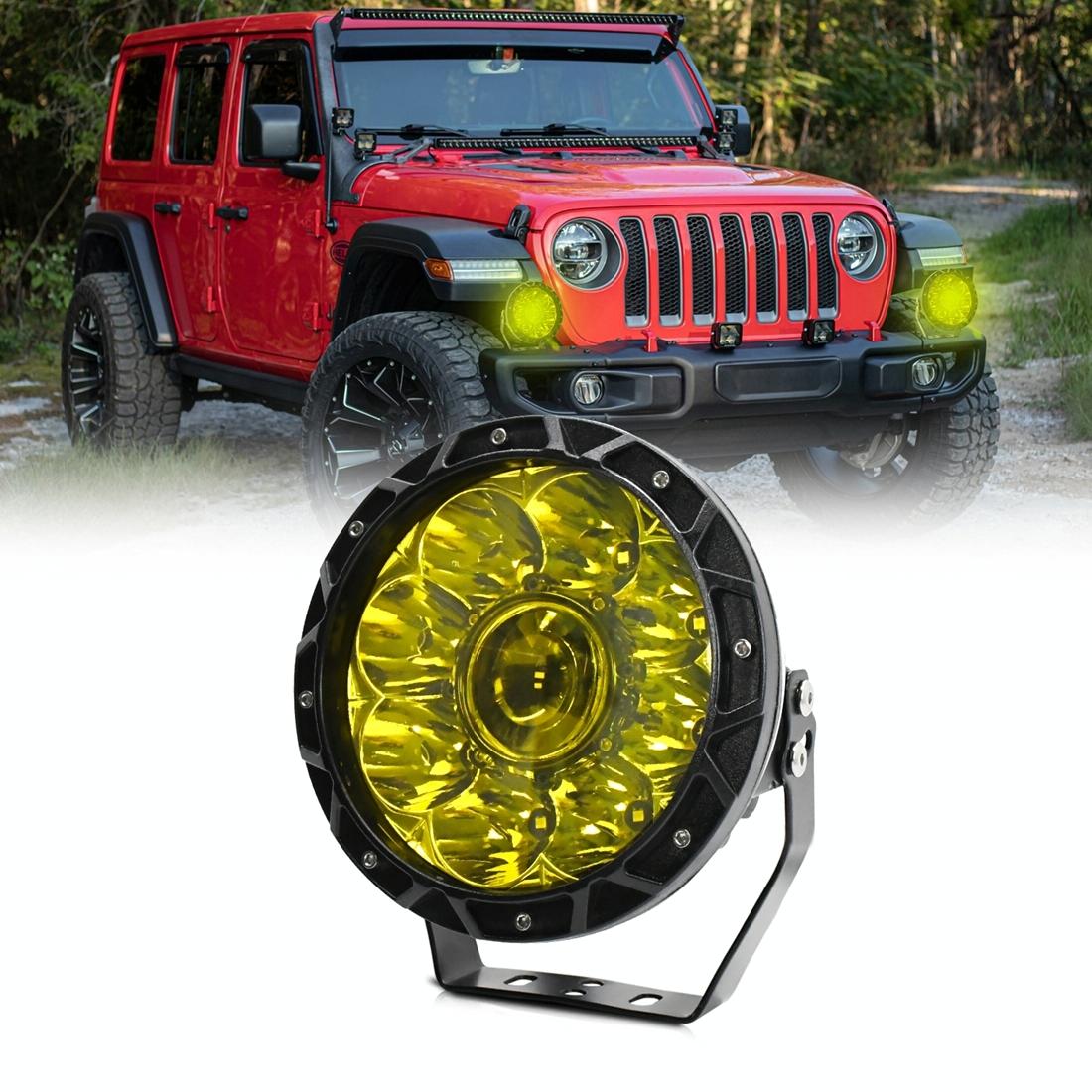 V562-B103030600ADE-202503051945-00 55W 6000Lm / 6000K Off - Road Vehicle Round Work Light - Yellow - Image 1