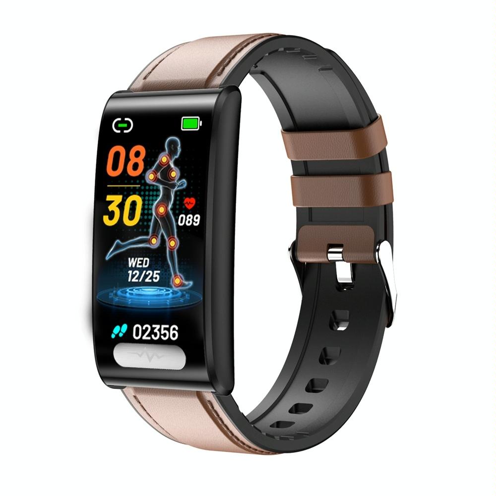 V562-B104692200AYS-202504171159-00 Health Monitoring Smart Leather Strap Watch With Colour Screen - Brown - Image 1