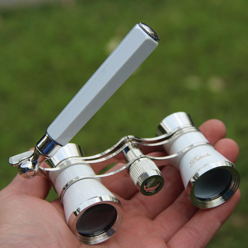 V562-B1057124730DBT-202503201741-00 Chrome Double Cylinder Telescope with Handle - 3 x 25 Lady - Pearl White - Image 1