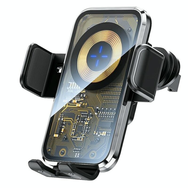 V562-B106755200AYS-202502241430-00 15w Fast Car Vent Wireless Charger with Intelligent Induction - Silver - Image 1