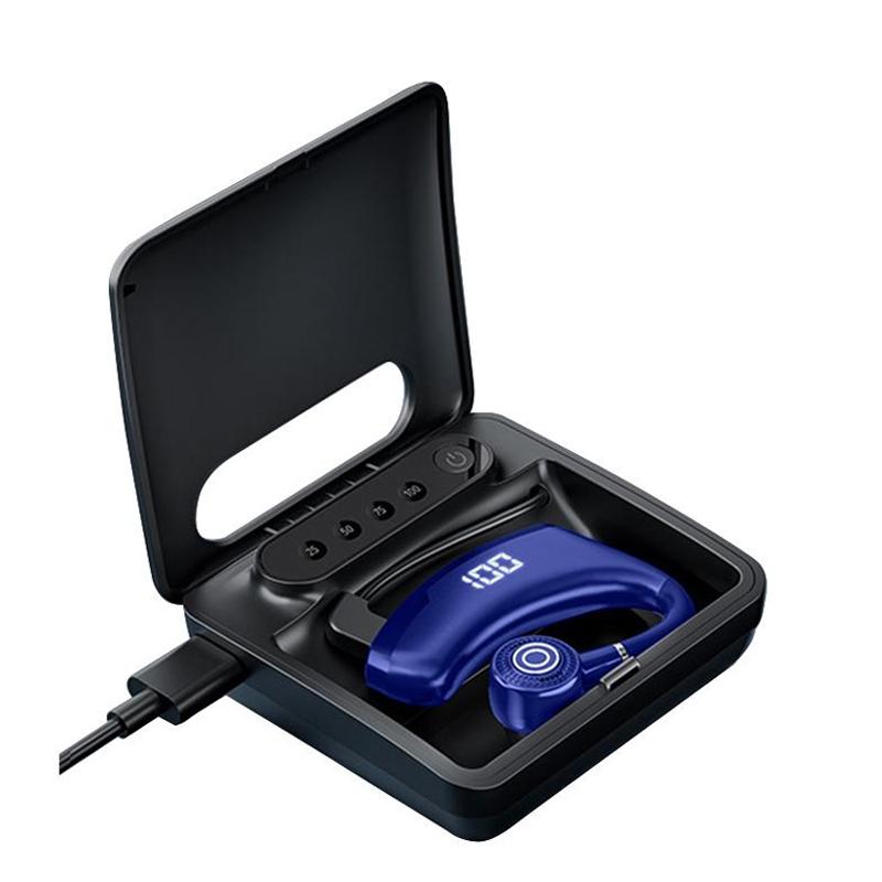 V562-B1072423060DBT-202505231822-00 Wireless Bluetooth Headset with Digital Display and Charging Bin - Blue - Image 1
