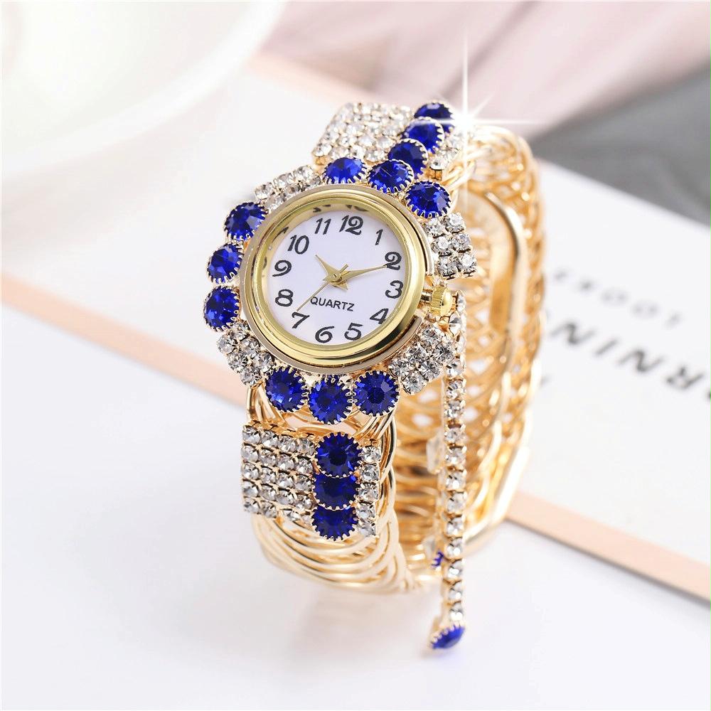 V562-B1075060550DBT-202505271120-00 Diamond Pendant Quartz Bracelet Watch for Women - Wild and Unique - Blue - Image 1