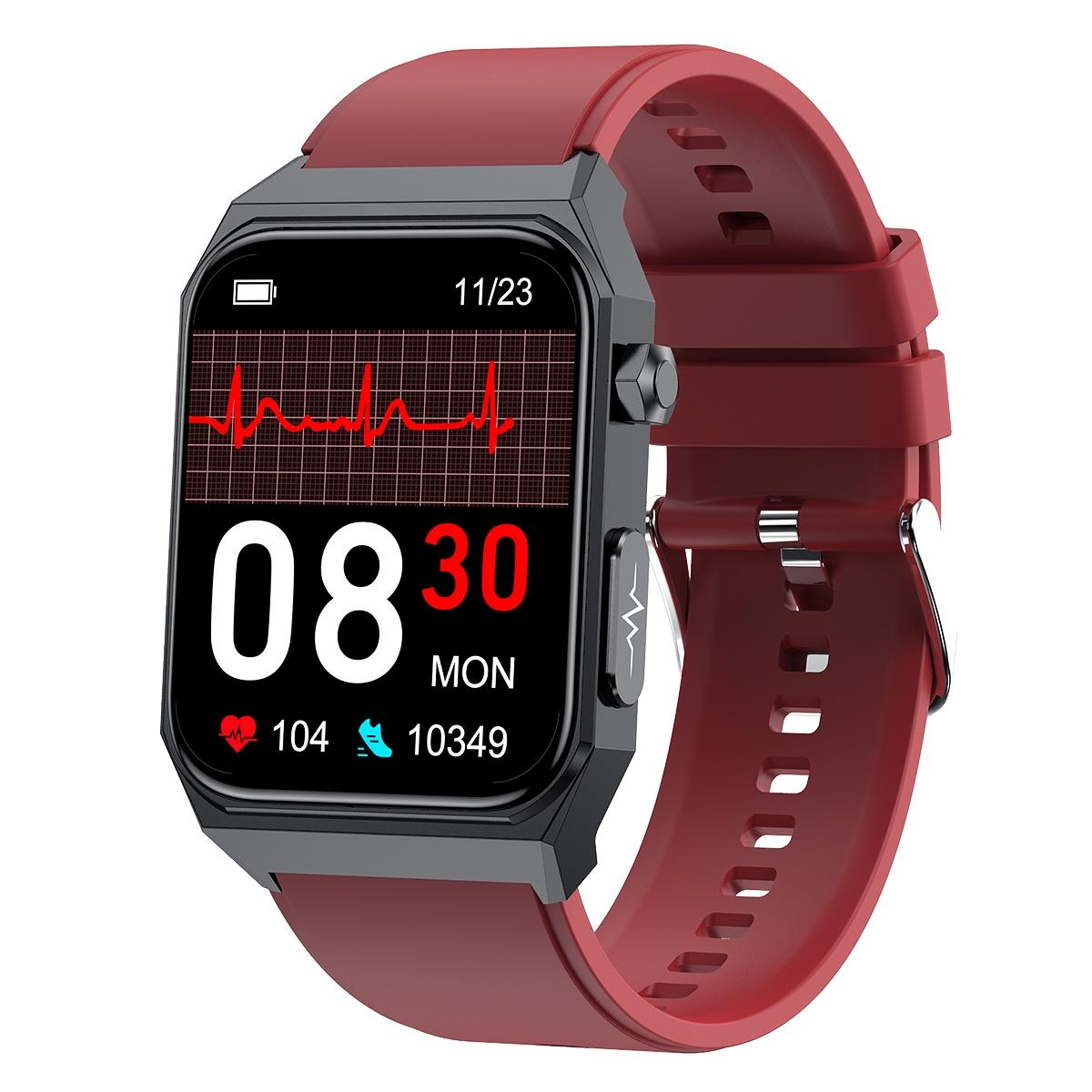 V562-B107567400ADE-202504251911-00 1.91 Inch Waterproof Ecg Smart Watch With Silicone Band Ip68 - Red - Image 1