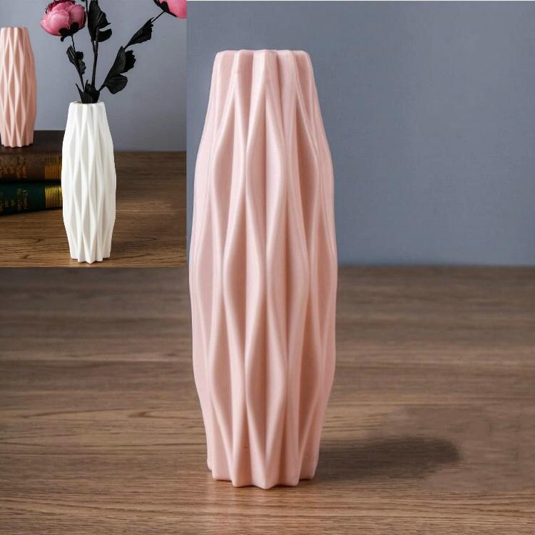 V562-B107754940DBT-202503041625-00 Set of 3 Creative Plastic Camellia Vases for Wet and Dry Decor - Pink - Image 1