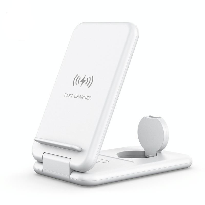 V562-B108625100AYS-202504212040-00 15W 3 In 1 Foldable Wireless Charger For Iphones Iwatchs Airpods - White - Image 1