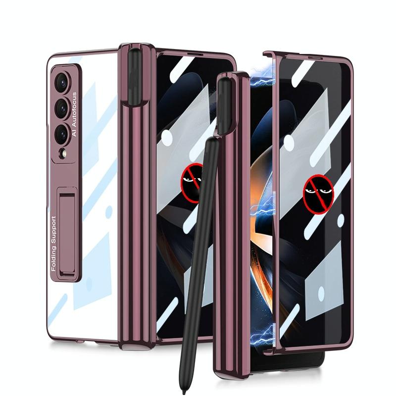 V562-B108998300ADE-202505291237-00 For Samsung Galaxy Z Fold4 5G Magnetic Privacy Case - Foldable - Wine Red - Image 1
