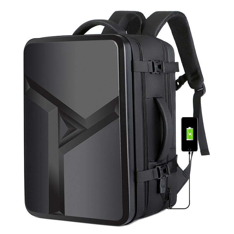 V562-B1093882060DBT-202505271317-00 Waterproof Expandable Hard Shell Backpack with Usb Charging - Large Capacity Black - 161 Black - Image 1