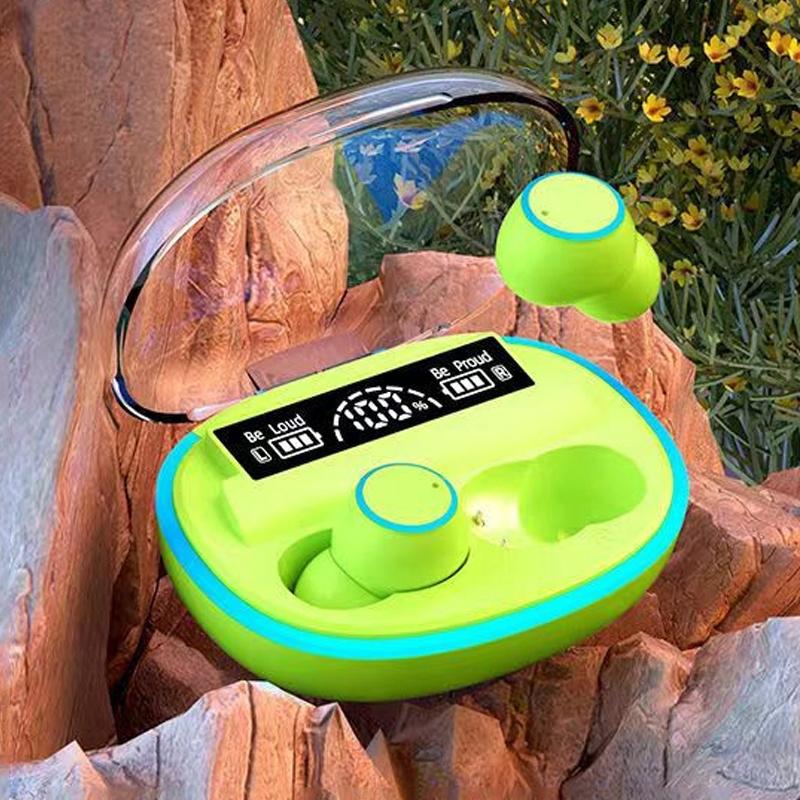 V562-B1097004060DBT-202505222032-00 Wireless Bluetooth Earphones with Noise Reduction and Power Bank Function - Fluorescent Green - Image 1