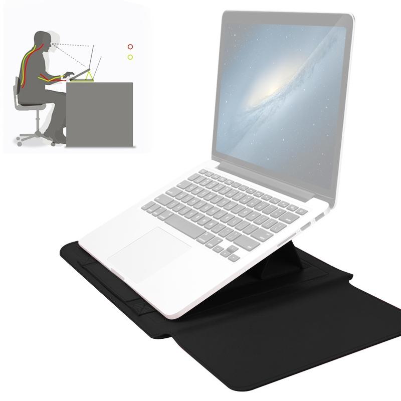 V562-B1901CBM-202504022006-00 Universal 4-In-1 Laptop Bag Set Waterproof Pu Leather Handle Stand Pen Holder Winders Mouse & Charger Bags - 13 / 14 Inch - Black - Image 1