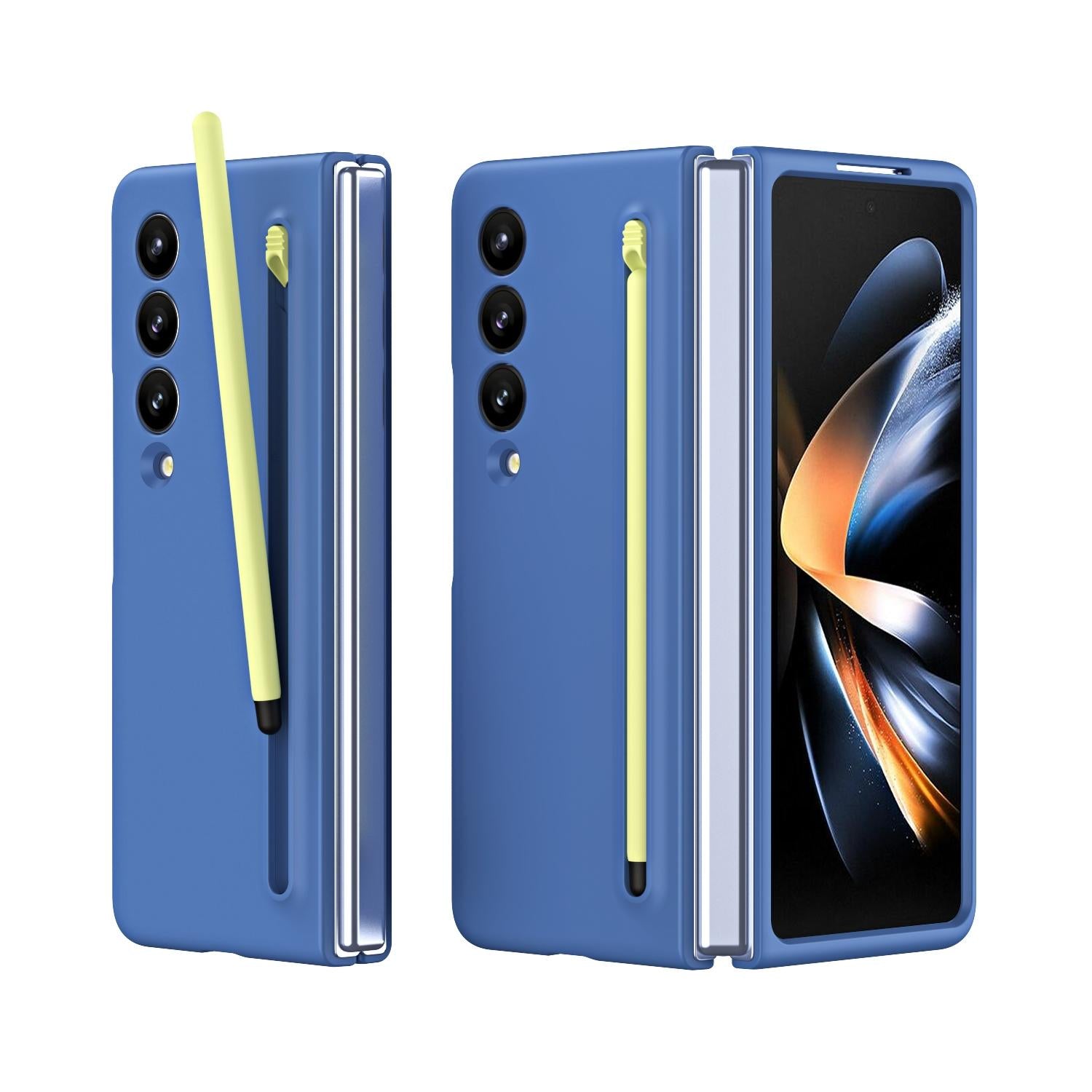 V562-B202663200AYS-202503211326-00 For Samsung Galaxy Z Fold4 5G Enhanced Shockproof Phone Case - Pen Design - Blue - Image 1