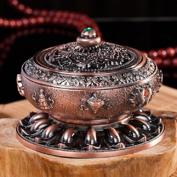 V562-B204002550DBT-202503041645-00 Large Pale Red Eight Treasure Incense Burner Decoration - Image 1