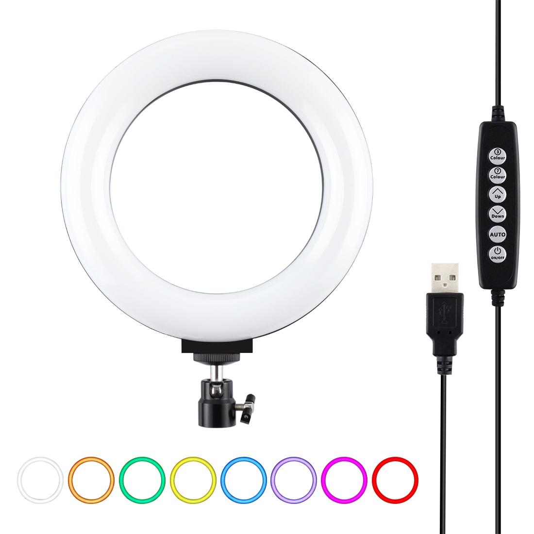 V562-B234UP-202502241340-00 10 Mode Usb Led Ring Light with Tripod and Ball Head - 6.2 Inch Diameter - Black - Image 1
