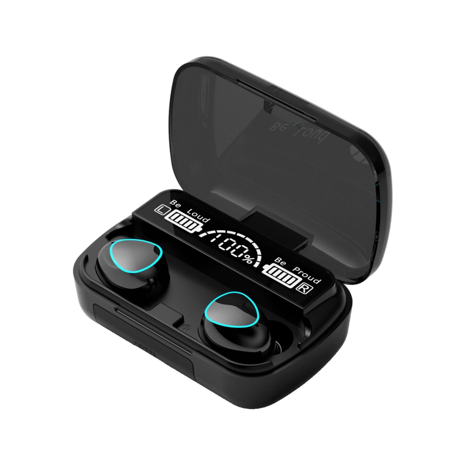 V562-B2570D6PI-202505222108-00 Wireless Bluetooth 5.0 Earphones with Digital Display and Charging Box - Black - Image 1