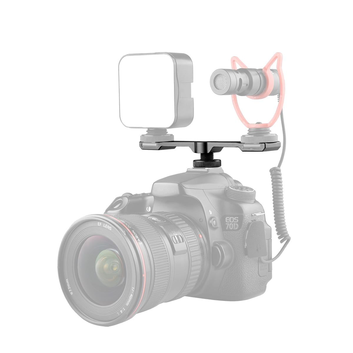 V562-B2831ACD-202503061840-00 Aluminum Dual Cold Shoe Mount Adapter Extension Bracket - Black - Image 1