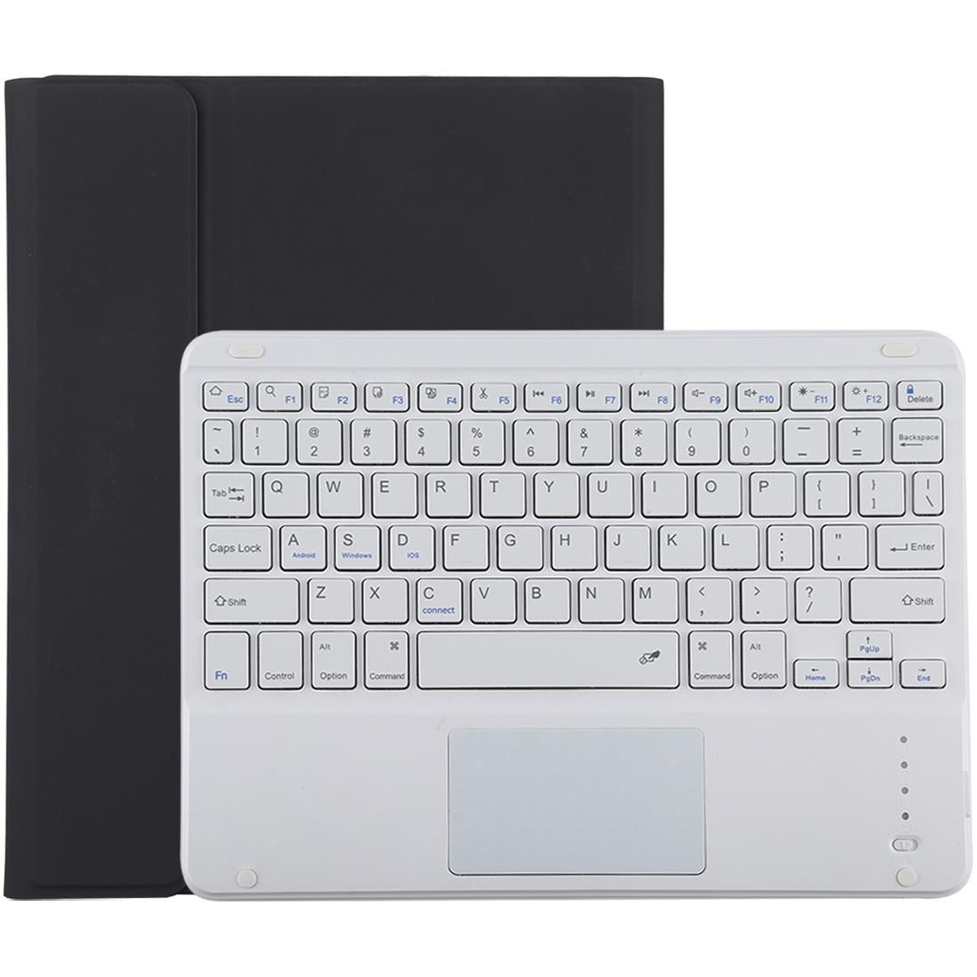 V562-B3065ORPI-202504291916-00 Bluetooth Keyboard & Tablet Case For Ipad 10.2 / Ipad Air 2019 - Detachable Touch Pad Pen Slot Holder - Microfiber Leather - Black - Image 1