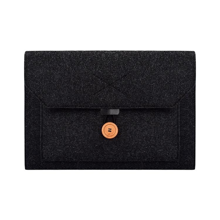 V562-B5900BL-202504022115-00 Versatile Felt Laptop Inner Bag with Button Closure - Black - Image 1