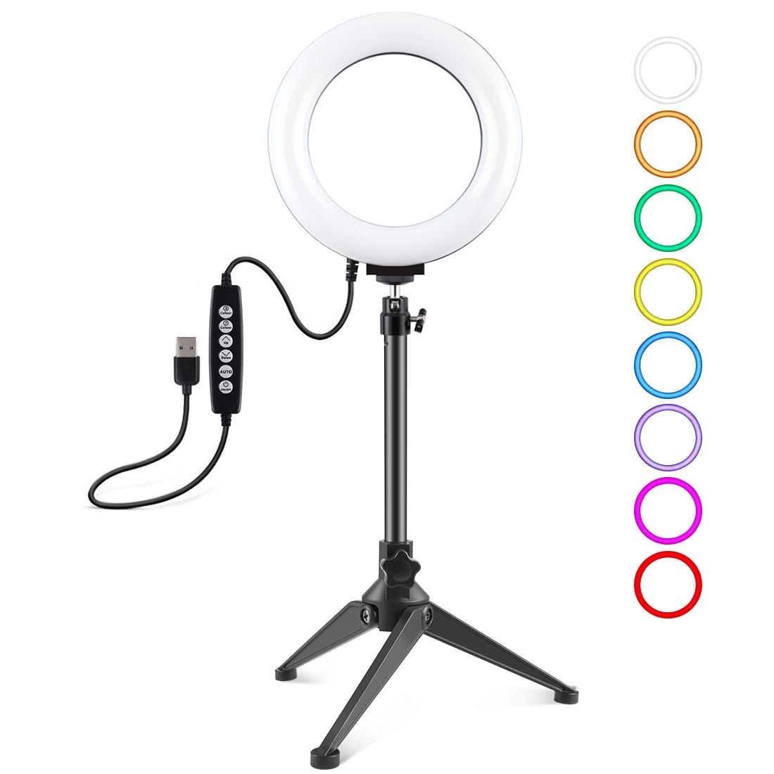 V562-B8403TKP-202502212115-00 6.2 Usb Led Ring Light with 10 Modes & Desktop Tripod Mount - Black - Image 1