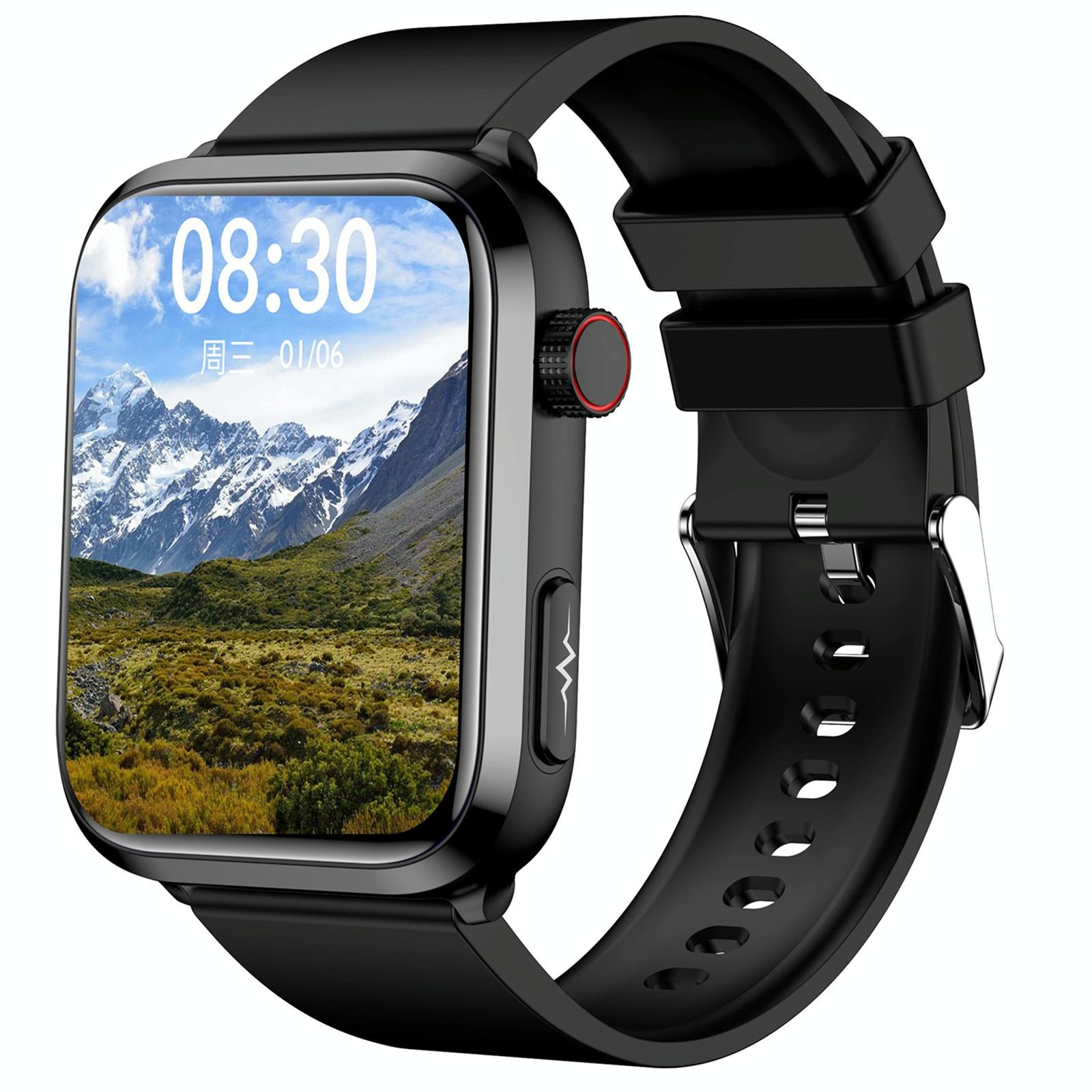 V562-B9678AC-202504251841-00 1.91 Inch Ips Screen Ip67 Waterproof Silicone Band Smart Watch Support Body Temperature Monitoring / Ecg - Black - Image 1