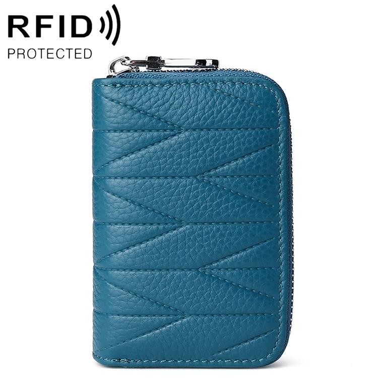 V562-BA0610BCC-202505291511-00 Women Anti Magnetic Leather Rfid Wallet - Aqua Blue - Image 1