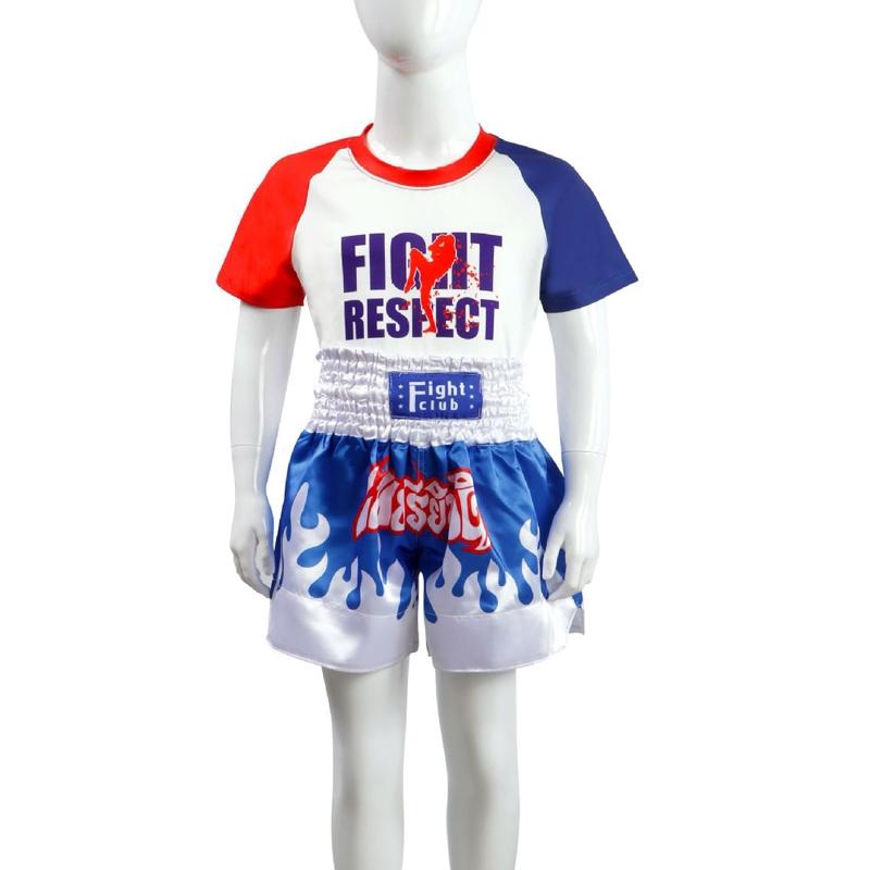 V562-C0123134060DBT-226129-00 Kids Boxing Set - Sparring Shorts And Tights - Bright Green - Fight Red Blue - Xl - Image 1