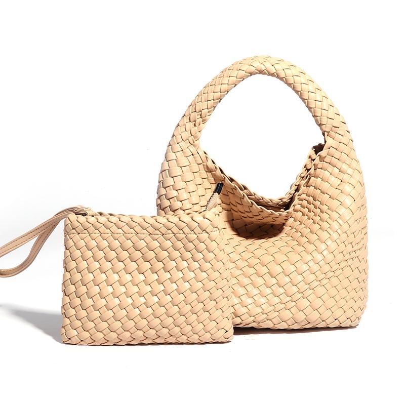 V562-C1001763060DBT-202502271835-00 Apricot Hand Woven 2-in-1 Shoulder Bag - Apricot Colour - Image 1