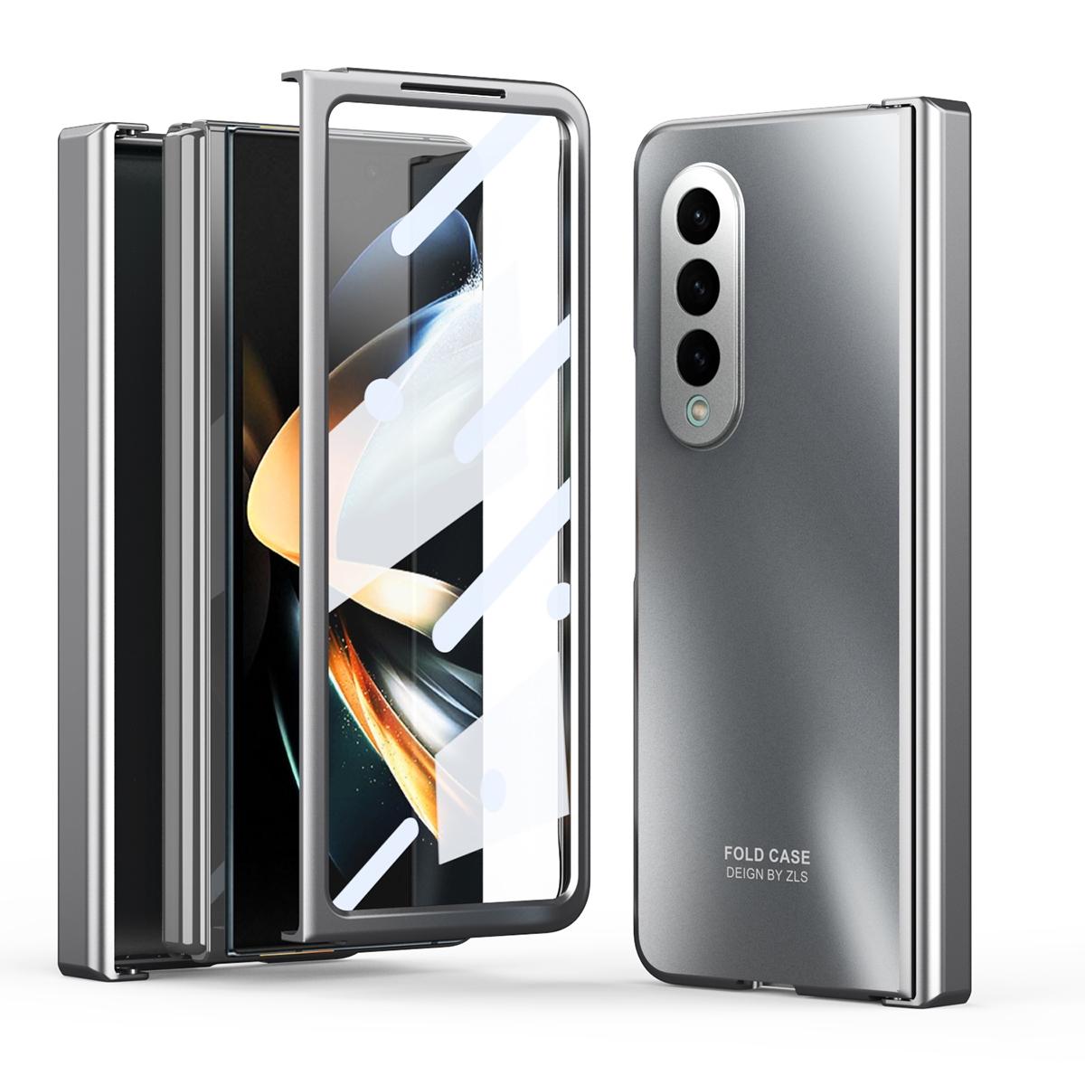 V562-C100224400ADE-202503211430-00 For Samsung Galaxy Z Fold4 5G Foldable Electroplated Case - Silver - Image 1