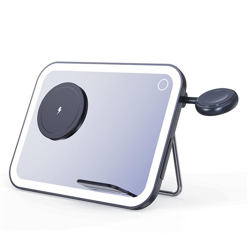 V562-C1002594060DBT-202504212036-00 15W 3 In 1 Magnetic Led Makeup Mirror Charger - Black - Image 1