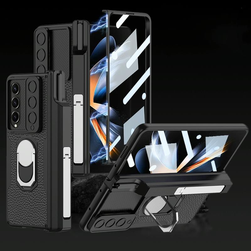 V562-C100453600ADE-202505291241-00 For Samsung Galaxy Z Fold4 5G Magnetic Armor Phone Case - Full Coverage - Litchi Texture - Image 1