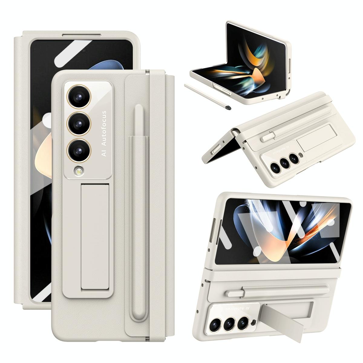 V562-C100919500ADE-202504292115-00 For Samsung Galaxy Z Fold4 5G Phone Case With Pen Slots - Full Coverage - White - Image 1