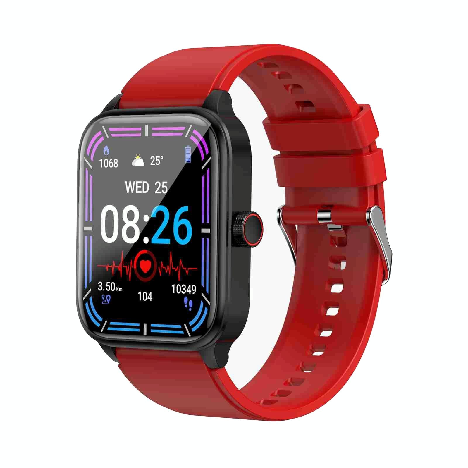 V562-C103878400ADE-202504251936-00 1.91 Inch Ip67 Waterproof Silicone Band Smart Watch Support Ecg / Non-Invasive Blood Glucose Measurement - Red - Image 1
